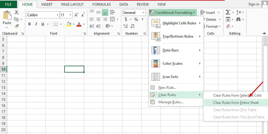 Clear Rules from Entire sheet