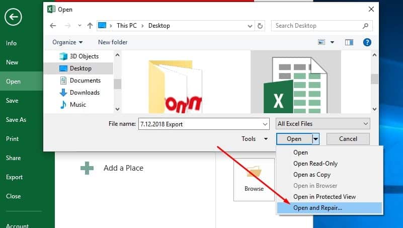 Repair Excel Sheet