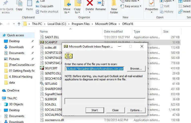 Repair Outlook data files