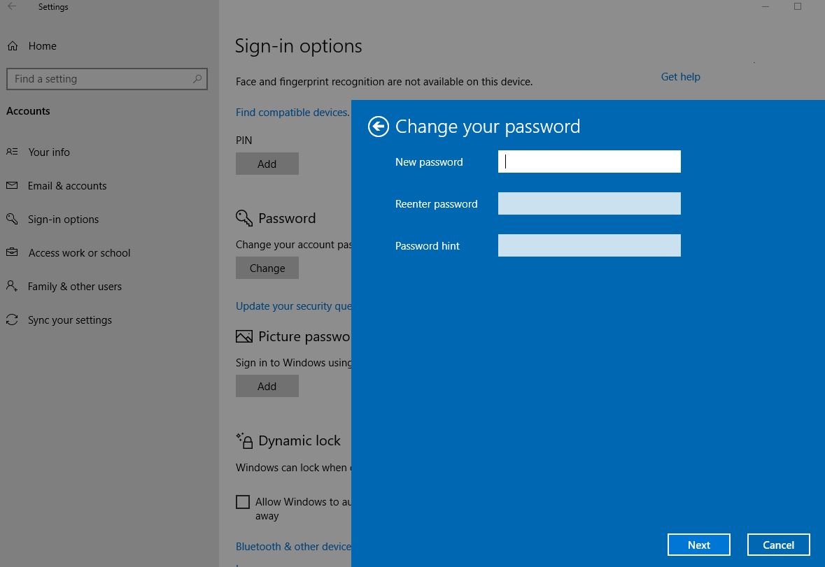 Change Microsoft account password