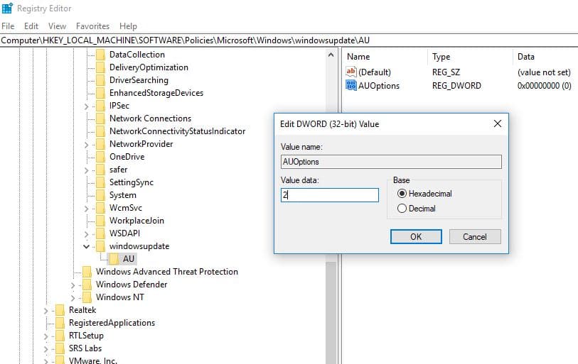 Stop auto updates in Windows 10 Home