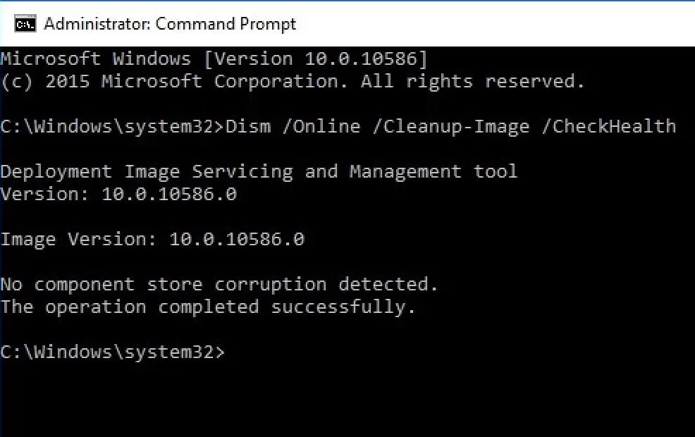 DISM checkhealth command