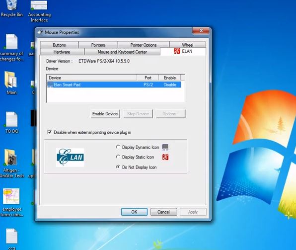 Disable touchpad from cpanel