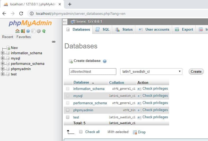 Create database