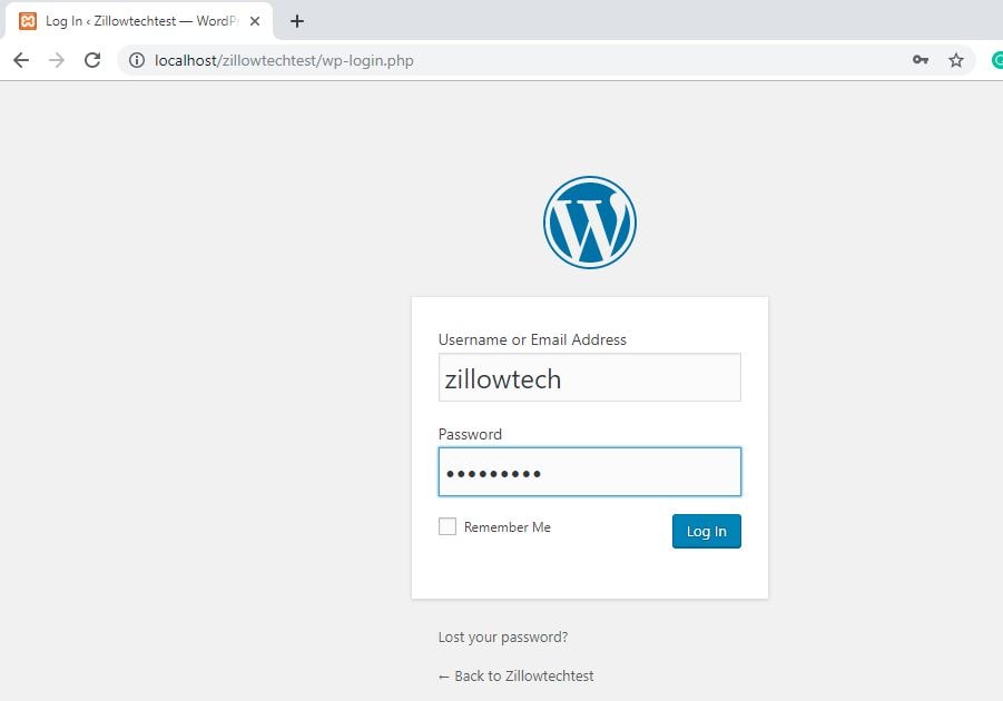 local host login screen