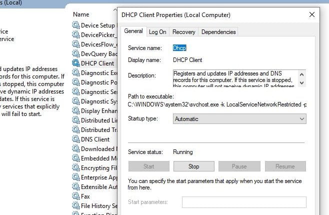 DHCP client service