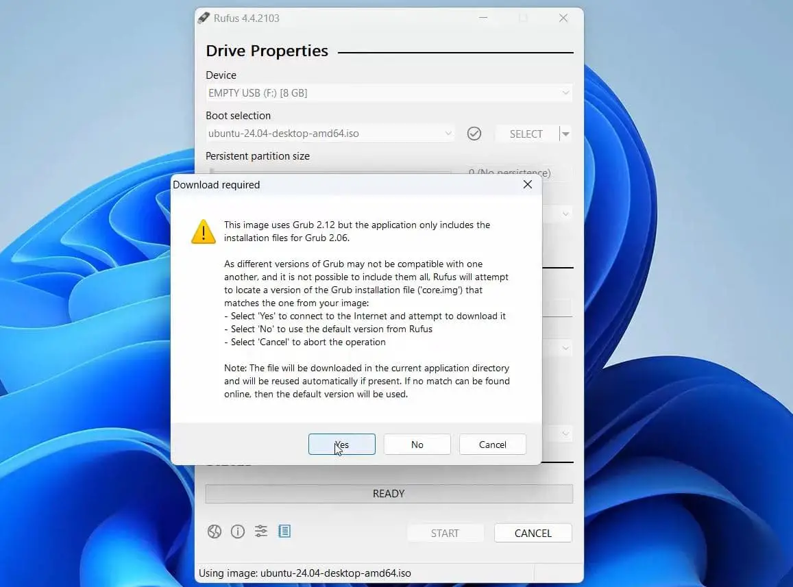 Rufus download GRUB