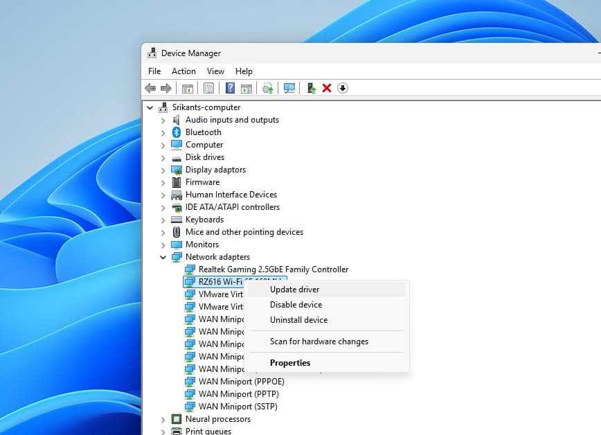 update network driver