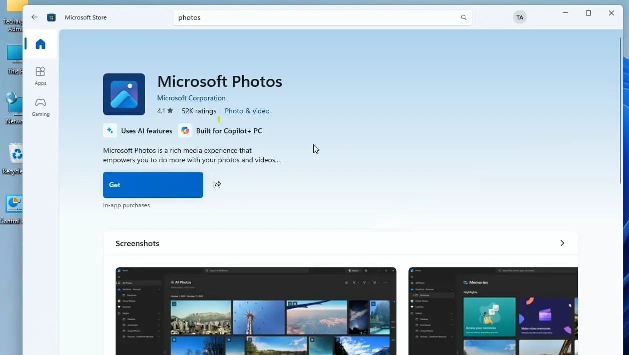 Download microsoft photos app