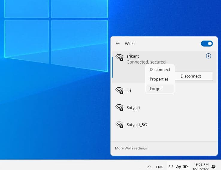 Forget Wi-Fi network