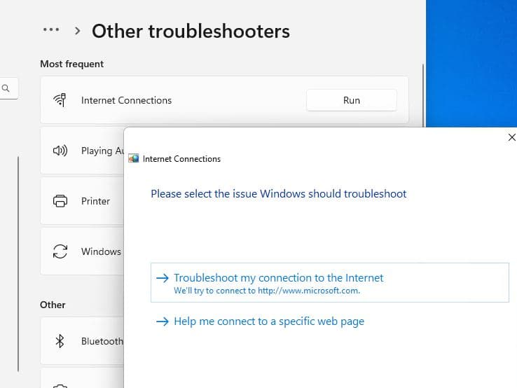 Internet troubleshooter