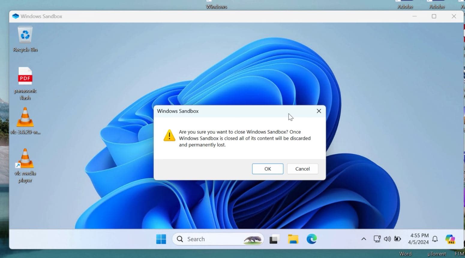 Close windows sandbox