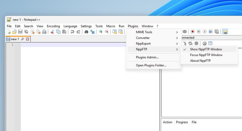 Show NppFTP window